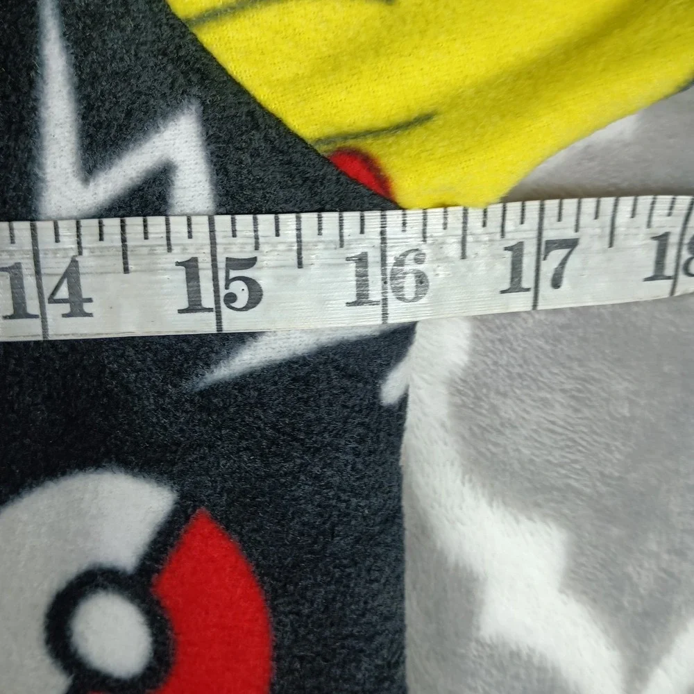 Pokemon One Piece Pajamas Boy Size 12 Black Yellow Pikachu Hooded Fleece Sleeper